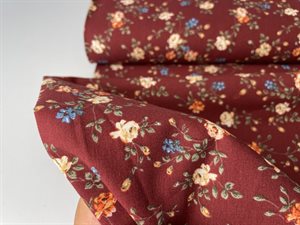 Poplin - vinrød med skønne roser
